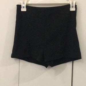 High-waisted black dress shorts